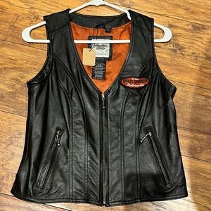 Harley Davidson Womens Leather Zip Up Vest